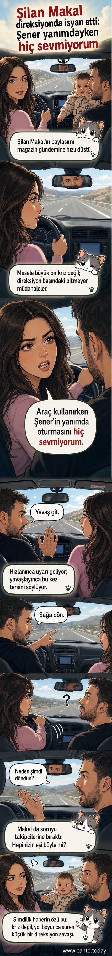 Şilan Makal ve Şener Özbayraklı'nın araba kullanırken yaşadıkları gergin anlar, magazin gündemine oturdu.