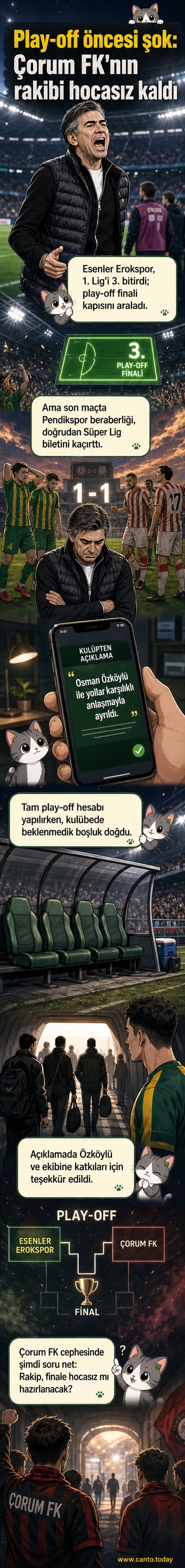 Boş bir futbol sahasında, bir teknik direktörün forması yerde bırakılmış, arka planda takım otobüsü bekliyor.