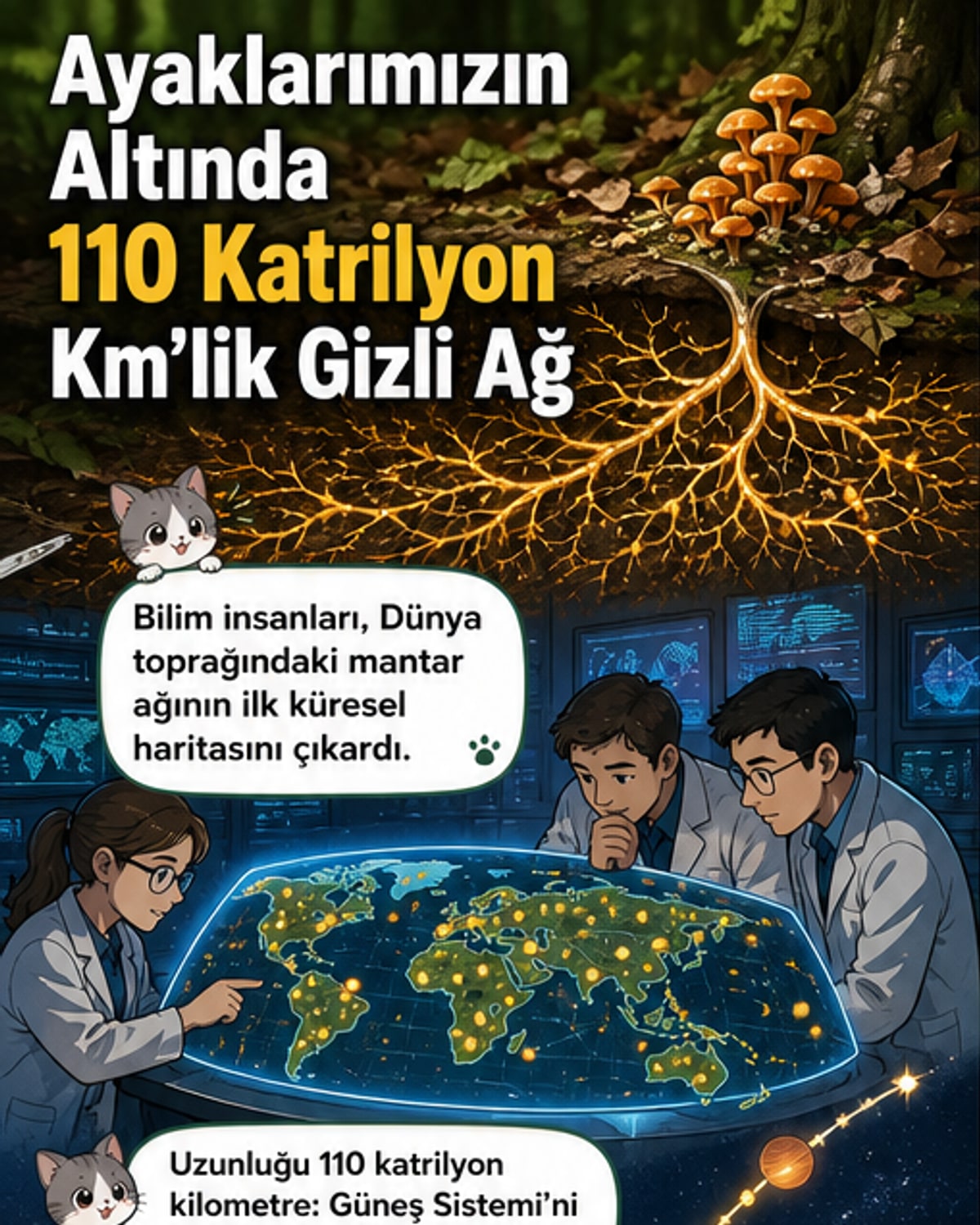 Yer altı mantar ağı haritaya yansıdı