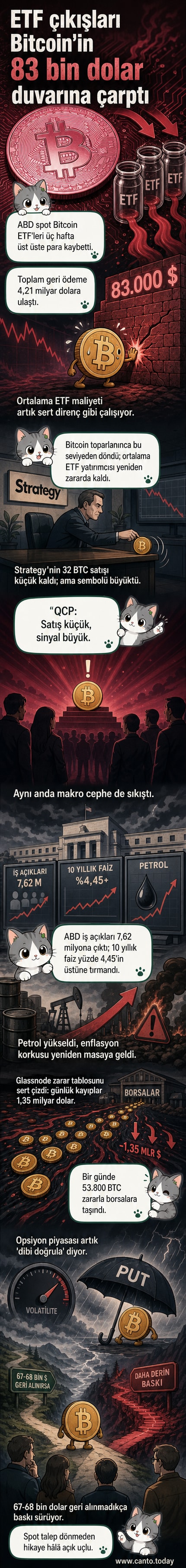 Bitcoin grafiği, 83.000 dolar seviyesinde dirençle karşılaşırken, ETF çıkışları ve makroekonomik baskılarla birlikte düşüş eğilimi gösteriyor.