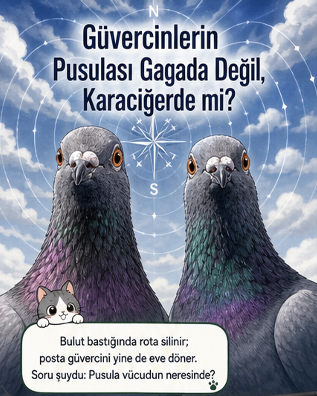 Güvercinlerin manyetik yön bulma sırrı karaciğerde