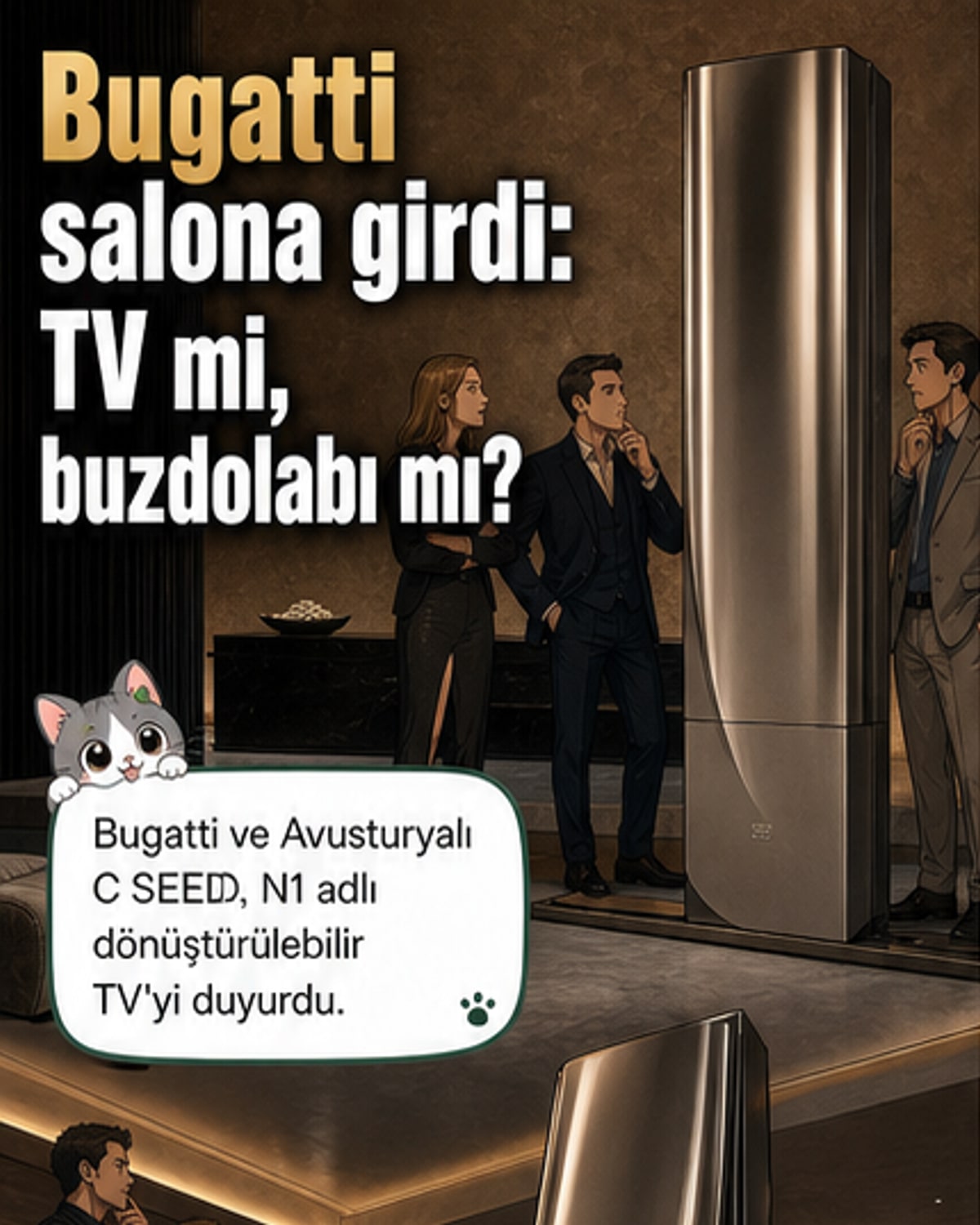 Bugatti'nin yeni salon heykeli TV çıktı