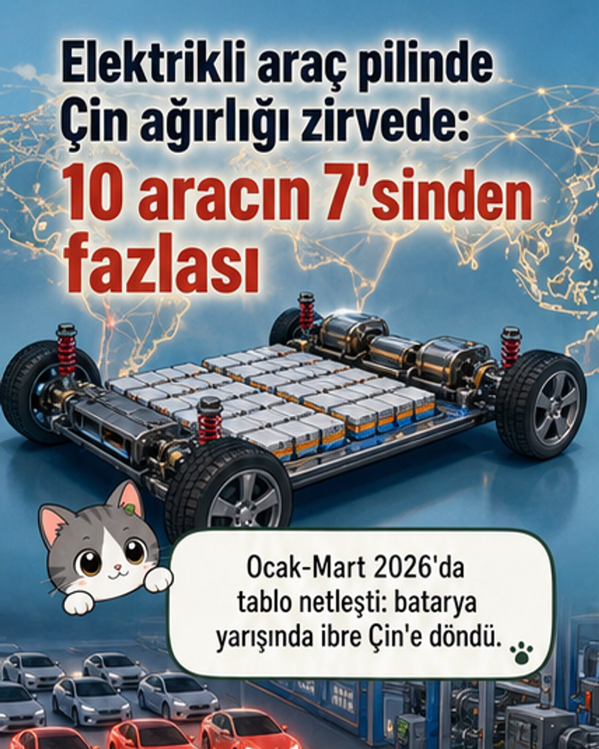10 elektrikli aracın 7'sinden fazlasının pili Çin'de üretildi