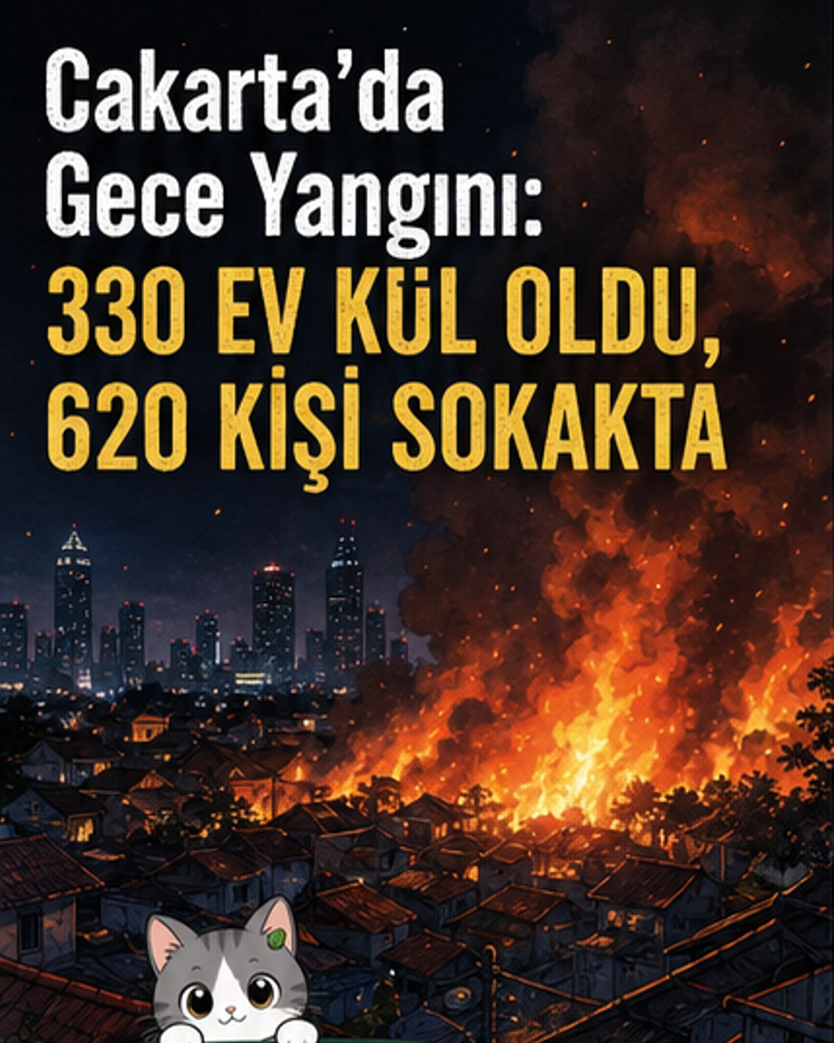 Cakarta'da yangın: 330 ev zarar gördü