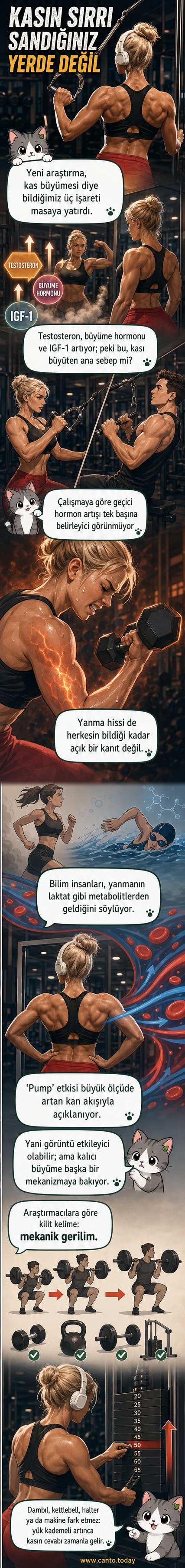 Bir sporcu ağırlık kaldırırken, kaslarda mekanik gerilim oluşuyor; bilimsel gerçekler kas gelişimiyle ilgili yaygın efsaneleri çürütmektedir.