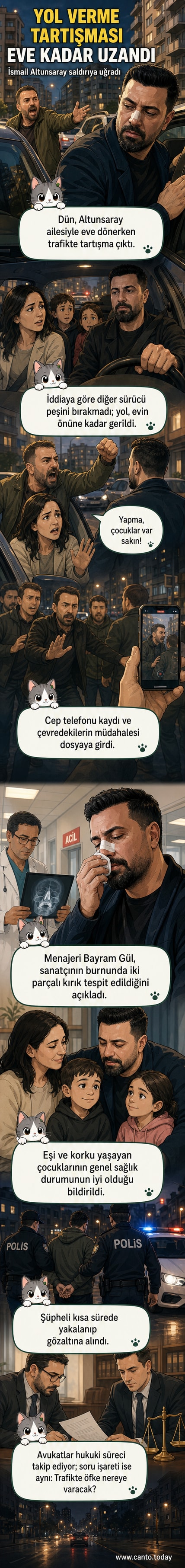 İsmail Altunsaray'ın ailesiyle birlikte olduğu araçta saldırıya uğradığı anlar, burnunda kırık tespit edildi.
