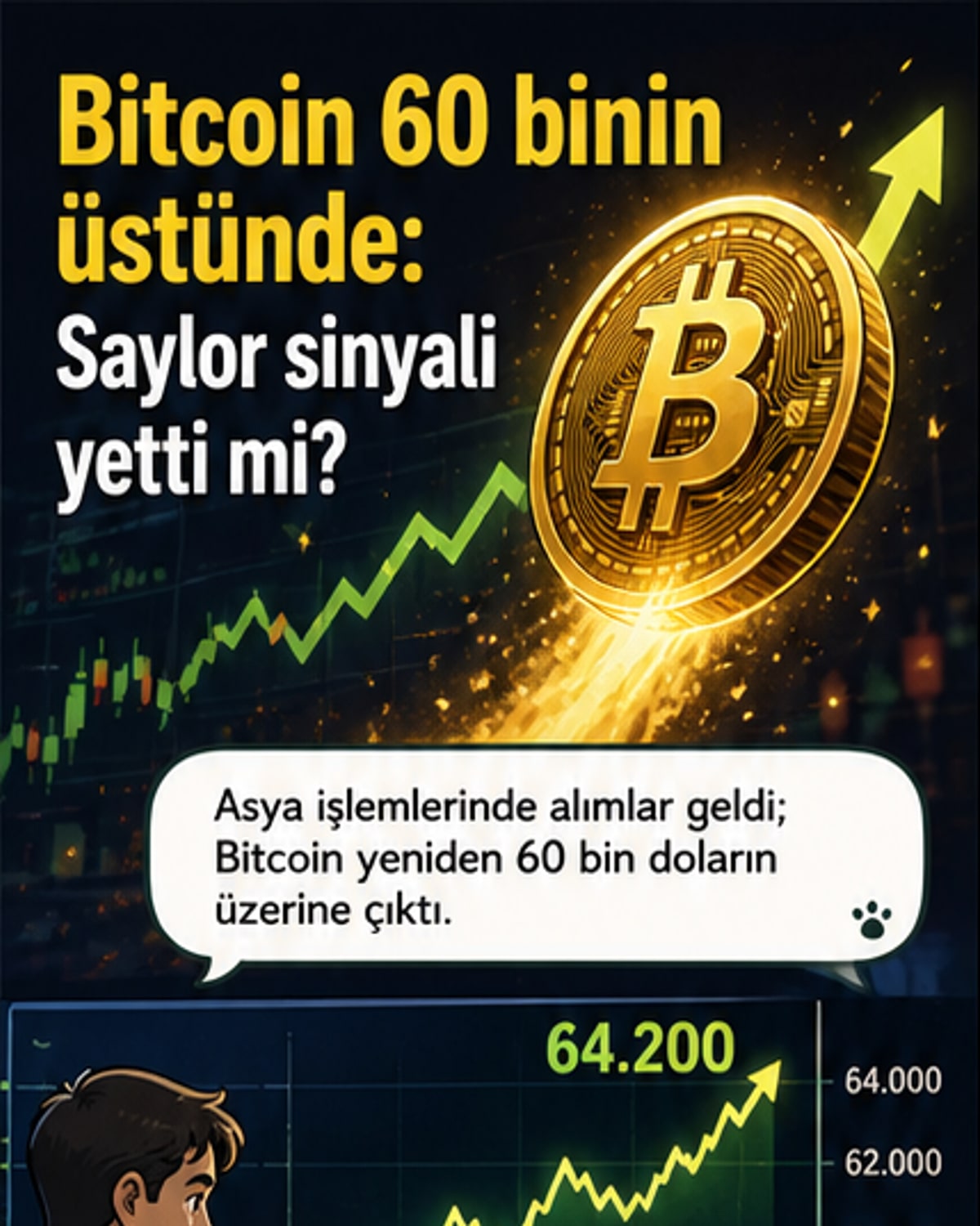 Bitcoin 60 bin doları aştı
