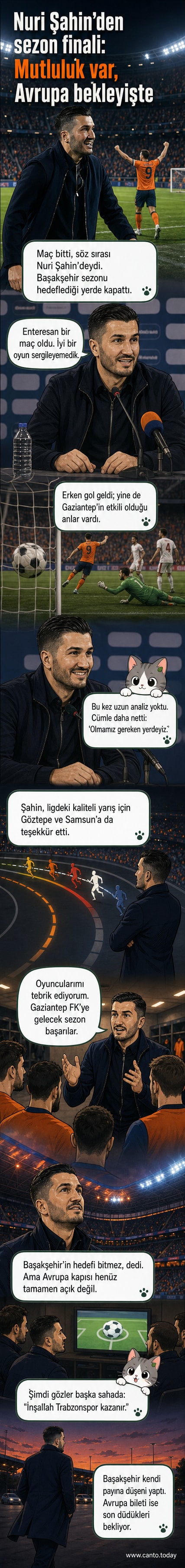 Nuri Şahin, maç sonrası basın toplantısında mikrofonla konuşuyor, arkada takım forması ve stadyum bannerları görünüyor.