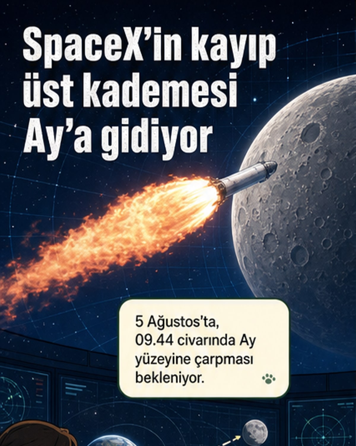 8.700 km/h hızla Ay'a çarpacak