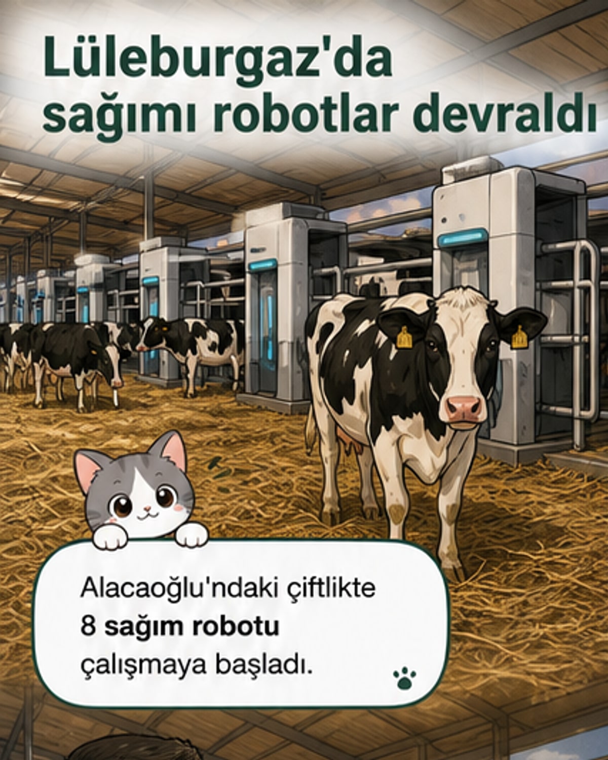 Süt sağımı artık robotlarla