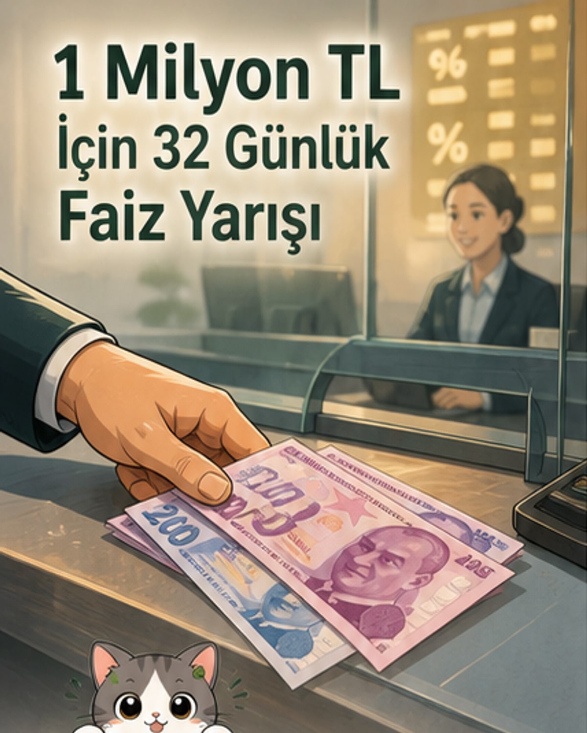 1 milyon TL'ye 32 gün faiz kazancı