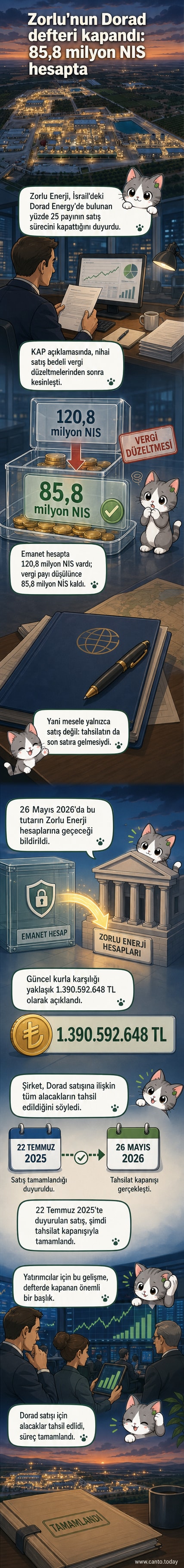 Zorlu Enerji logosu ve İsrail haritası üzerinde Dorad Energy santrali bağlantısı gösteren görsel