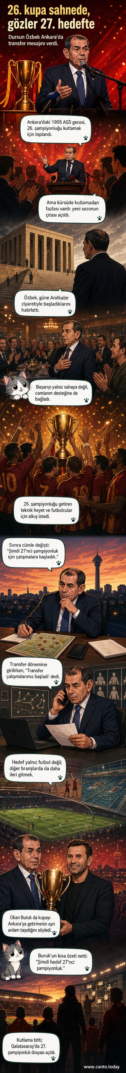 Galatasaray Başkanı Dursun Özbek, Ankara'daki bir etkinlikte 27. şampiyonluk hedefini duyuruyor.