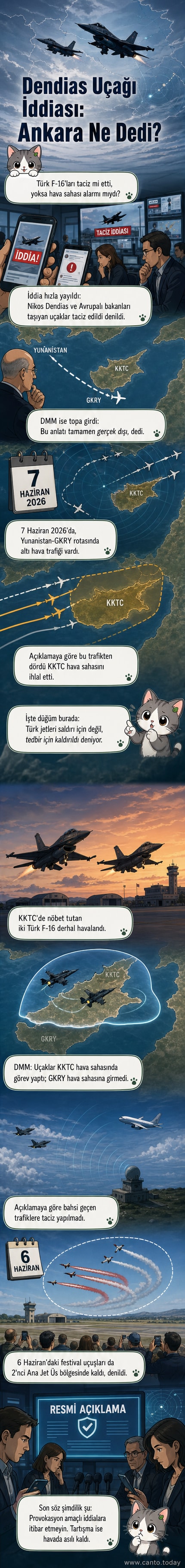 İki Türk F-16 uçağı, KKTC hava sahasında tedbir amaçlı yükseliyor; arka planda Ege Denizi ve Kıbrıs harita üzerinde işaretli.