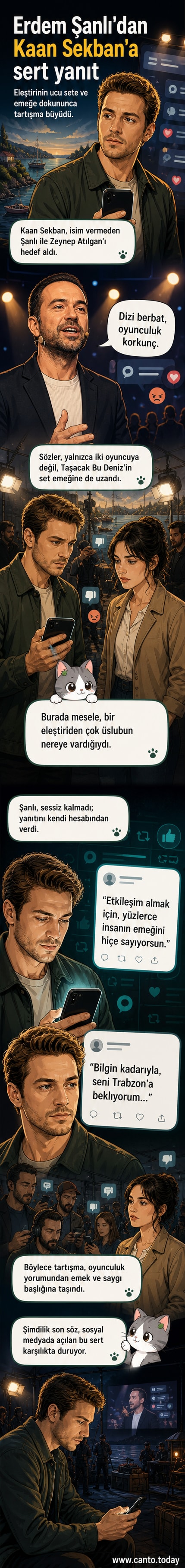 Erdem Şanlı'nın Kaan Sekban'a yanıt verdiği, sosyal medya mesajlarını gösteren görsel