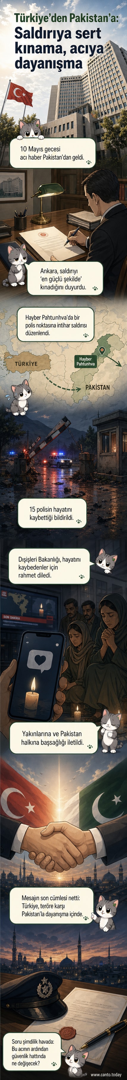 Türkiye bayrağı ile Pakistan haritası üzerinde 'Terörle Dayanışma' yazısı bulunan bir görsel