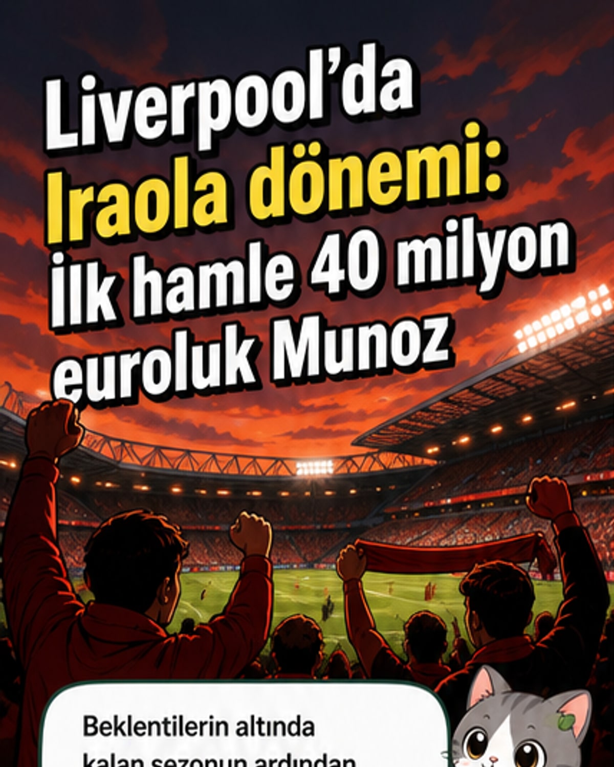 Liverpool forması giyen yeni transfer Victor Munoz, sahada top kontrolü yaparken gösteriliyor. Arkada Anfield tribünleri yer alıyor.