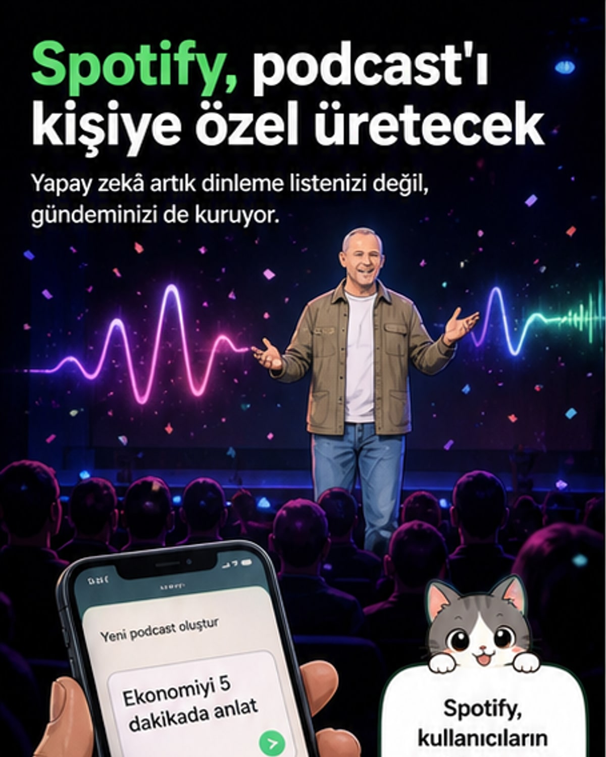 Spotify, kullanıcıların kendi podcast'lerini yapay zekâ ile üretmesini sağlayacak