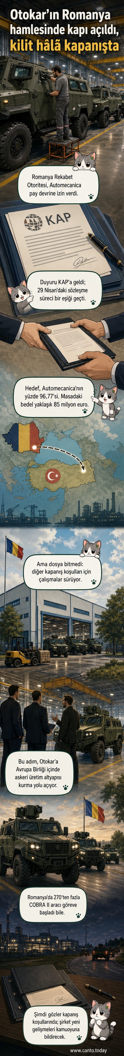 Otokar logosu ve Romanya haritası üzerinde birleşme gösteren görsel, askeri iş birliğini temsil ediyor