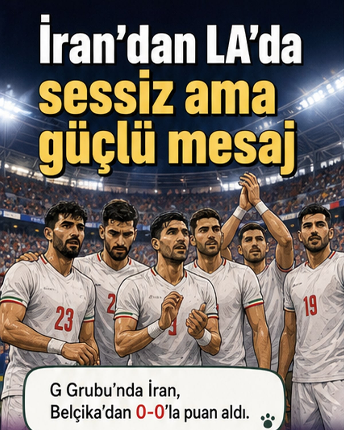 Boş bir soyunma odasında, İran milli futbol takımının bıraktığı İngilizce barış mesajı yazılı kağıt.