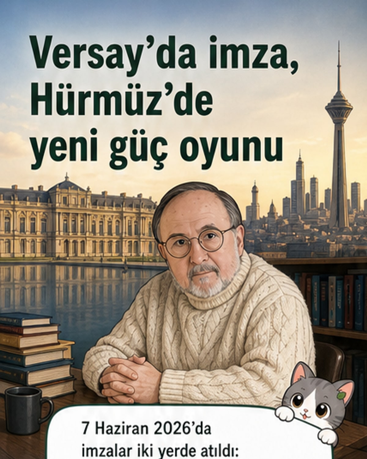 Versay Sarayı'nda imzalanan İslamabad Mutabakatı'nın ardından dünya haritası üzerinde enerji hatları ve tedarik zincirleriyle yeni jeopolitik dengeleri gösteren görsel.