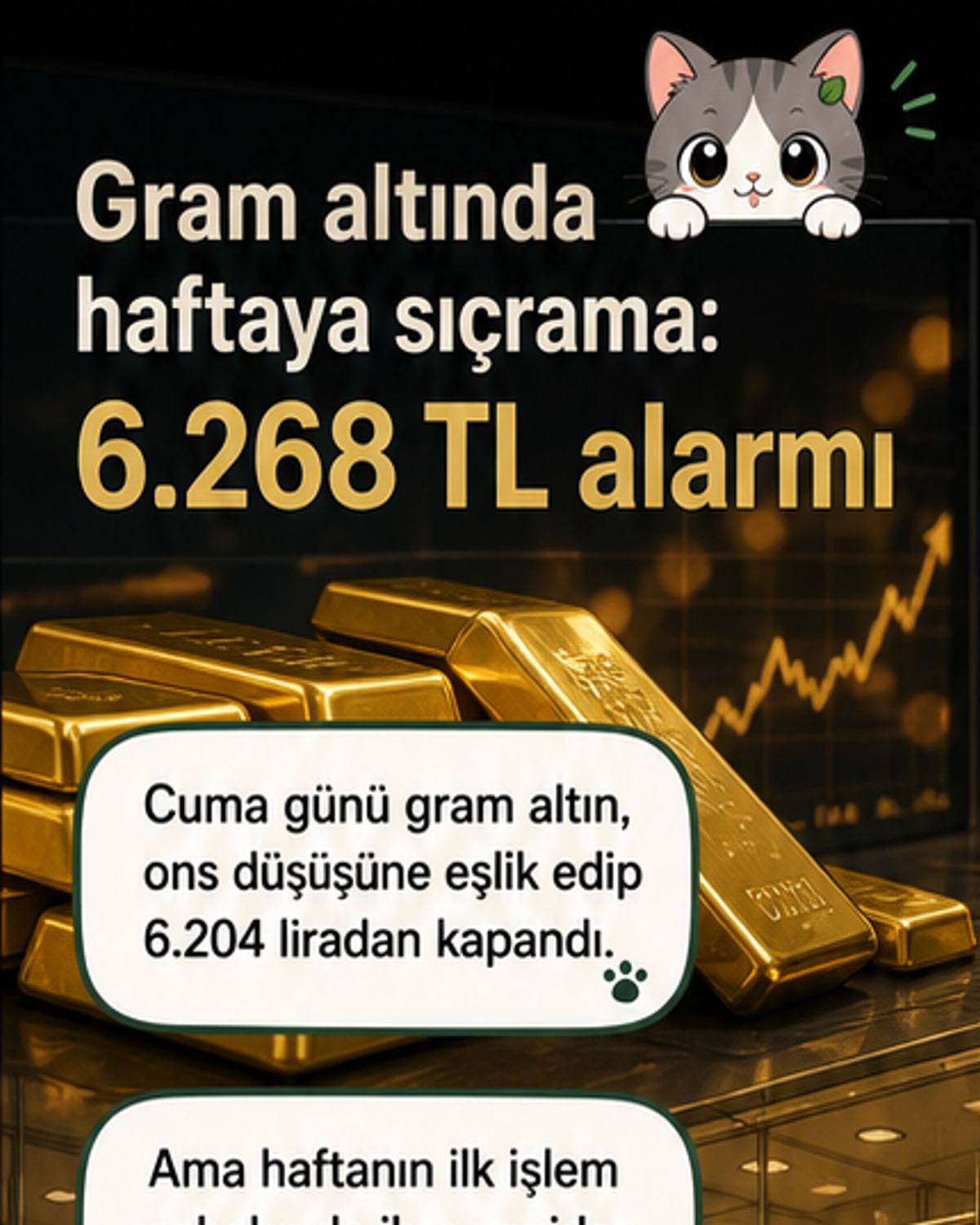 Altın çarkı, yükselen grafikler ve döviz kurlarını gösteren finansal bir arka plan. Gram altın 6 bin 268 liradan işlem görüyor.