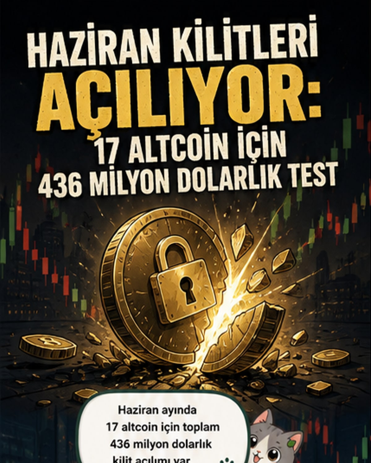 17 altcoinde 436 milyon dolarlık kilit açılımı