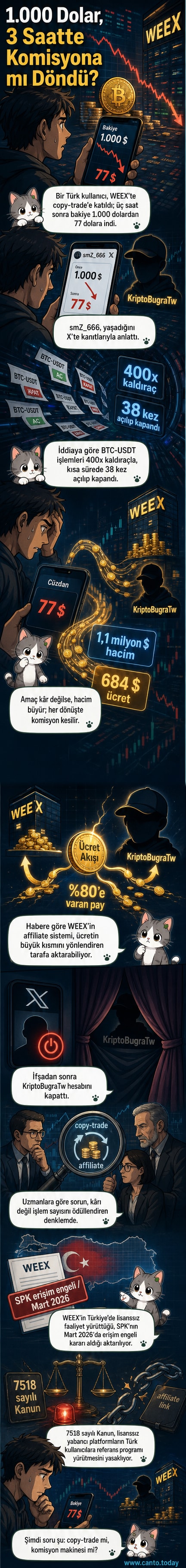 Kripto para borsasında bir hesabın bakiyesinin üç saatte 1.000 dolardan 77 dolara düştüğünü gösteren grafik