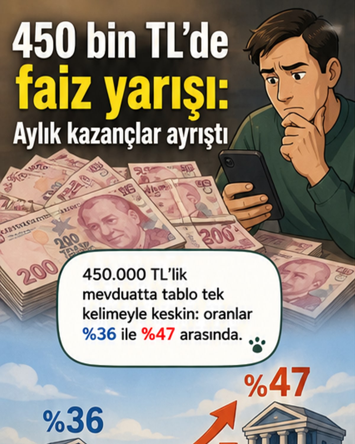 450 bin liralık mevduatın aylık getirisi