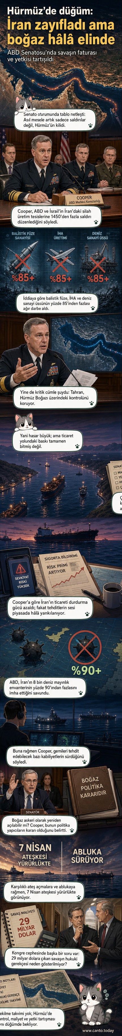 Hürmüz Boğazı üzerinde bir ABD deniz kuvveti gemisi ve uzak planda İran sahilleri, stratejik deniz yolunun askeri gerilimindeki rolü vurgulanıyor.