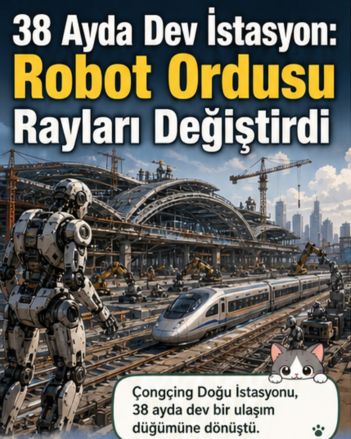 Robot ordusu, dünyanın en büyük istasyonunu 38 ayda inşa etti
