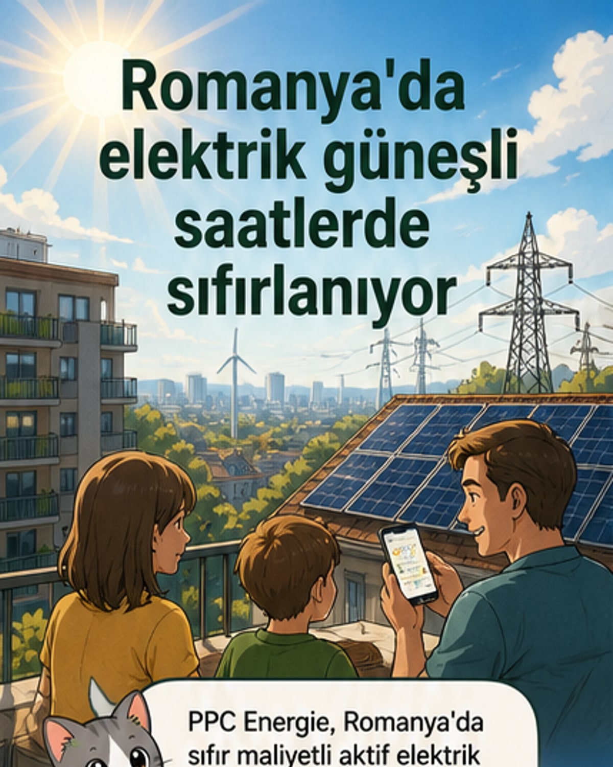 Güneşli saatlerde elektrik bedava