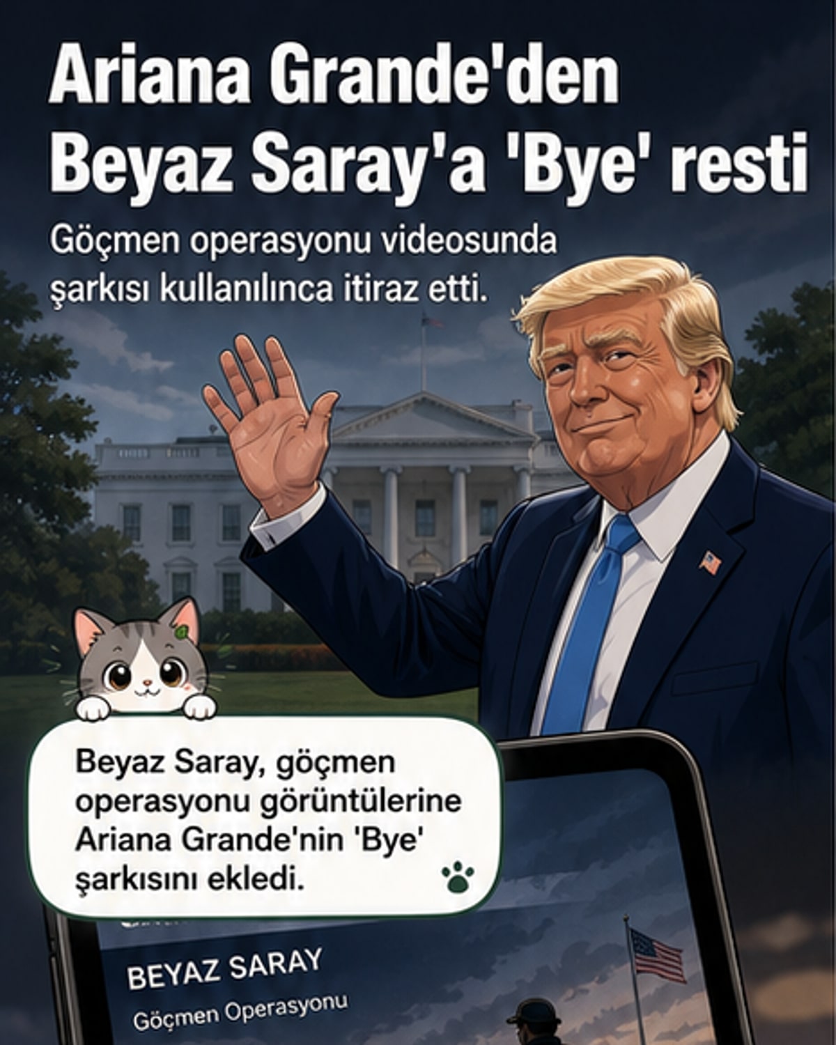 Ariana Grande, Beyaz Saray'ın göçmen operasyon videosunda şarkısının kullanılmasına karşı çıkıyor.