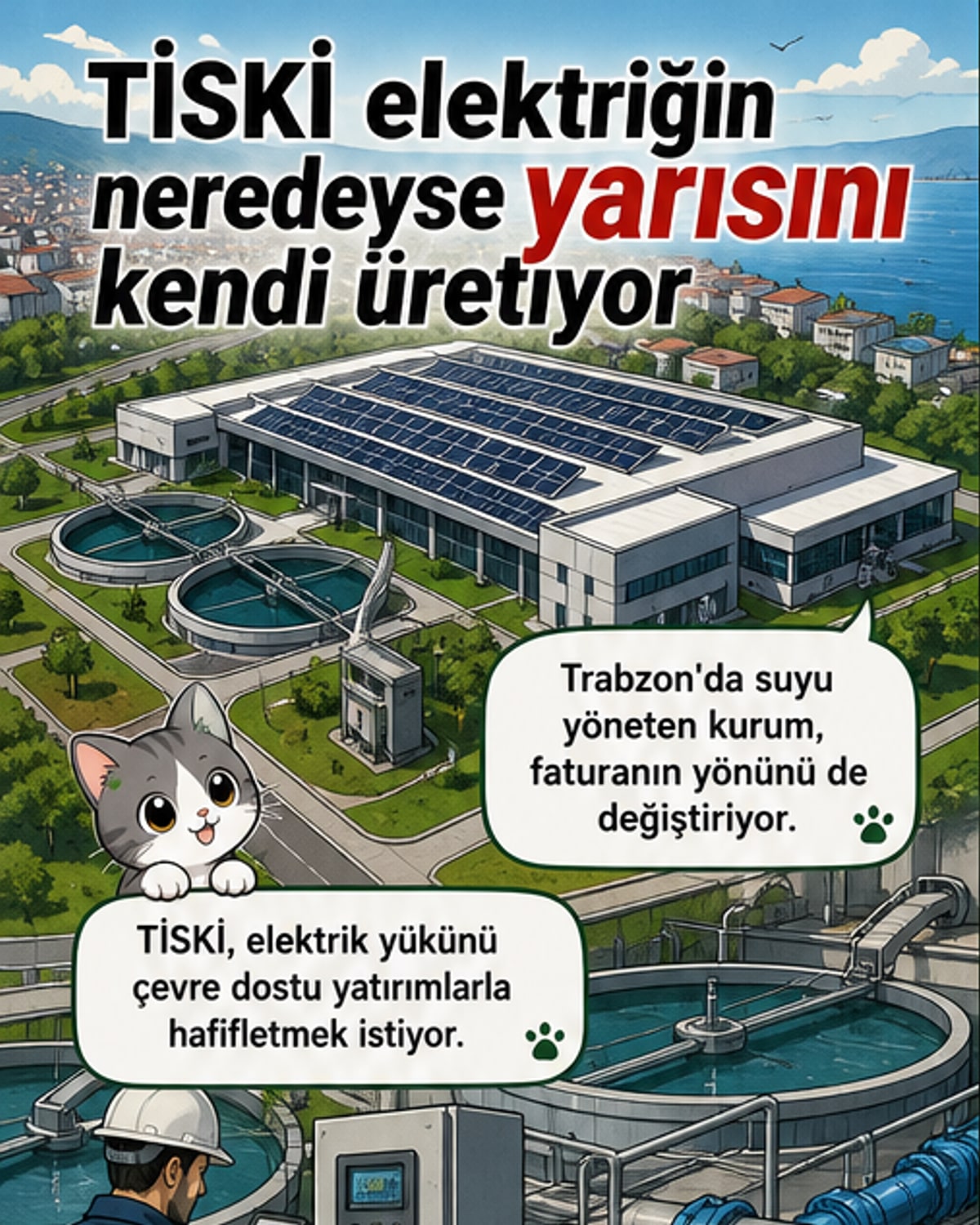 TİSKİ, elektriğinin neredeyse yarısını kendi üretiyor