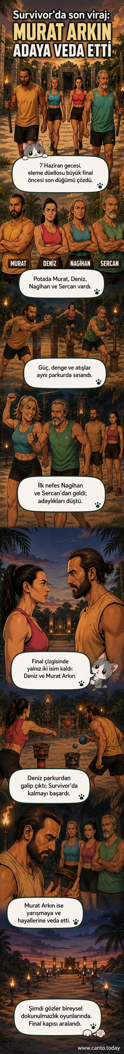 Survivor 2026'da Murat Arkın ve Deniz arasında geçtiğinde eleme düellosu parkurunda mücadele ederken.