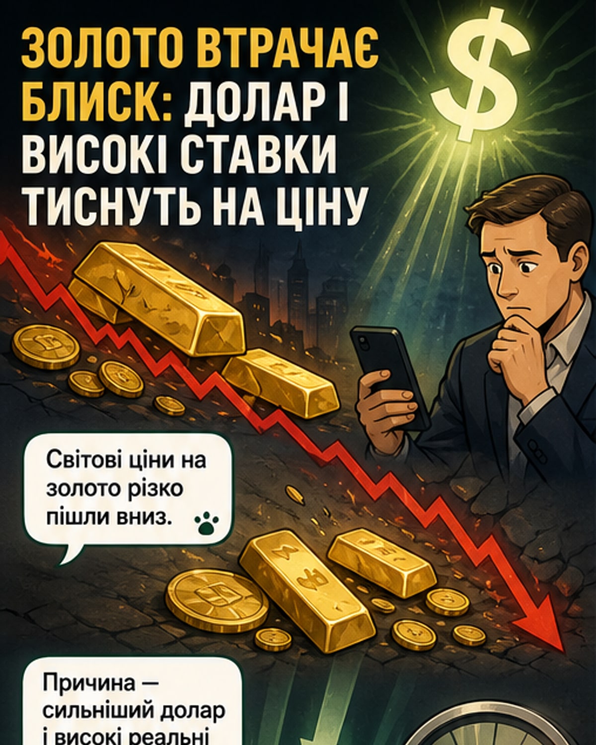 Золото дешевшає через сильний долар