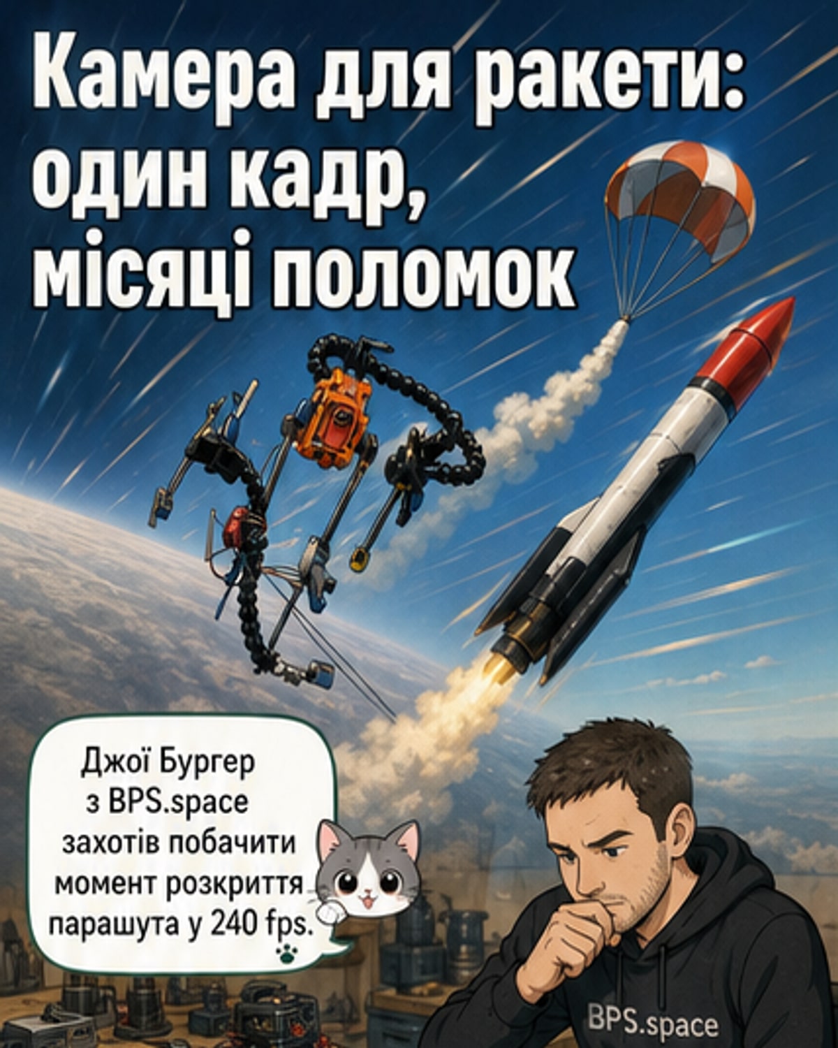 Як зняти розкриття парашута на ракеті