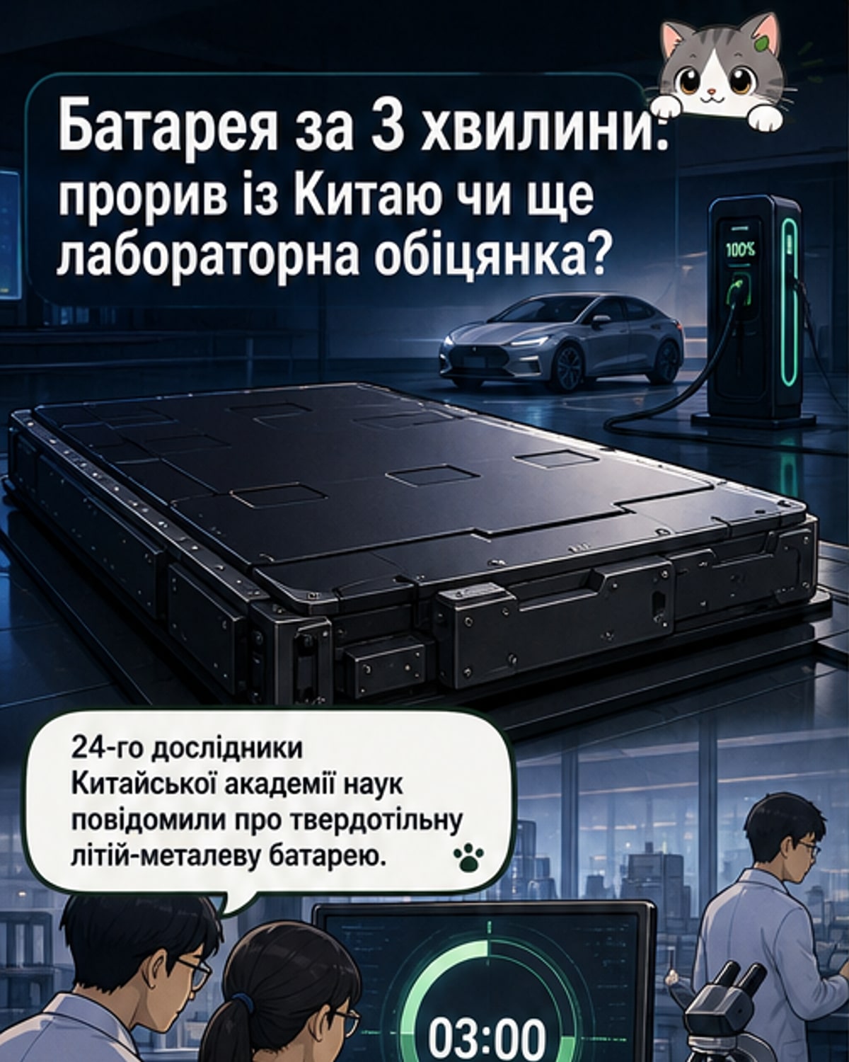 Батарея, яка заряджається за 3 хвилини