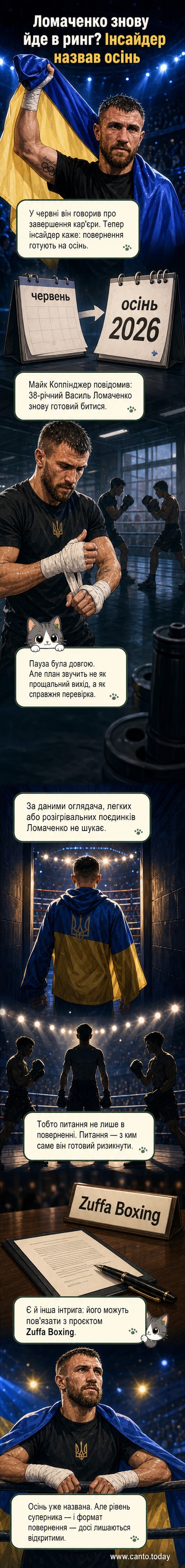 Василь Ломаченко у боксерських рукавичках на рингу, підготовка до повернення після оголошення завершення кар'єри