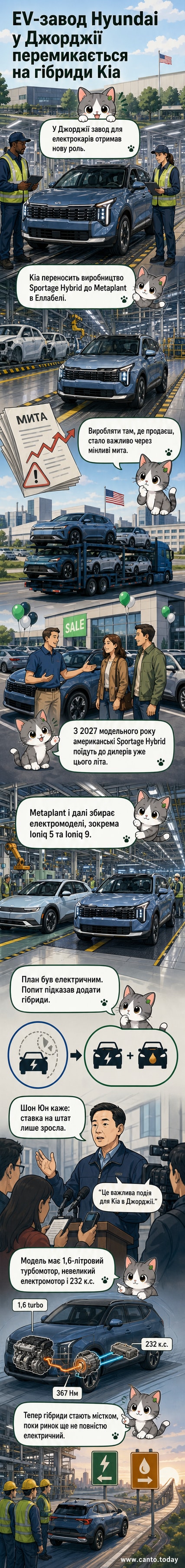 Завод Metaplant у Джорджії, де тепер виробляють гібридні Kia Sportage поряд із електромобілями Ioniq
