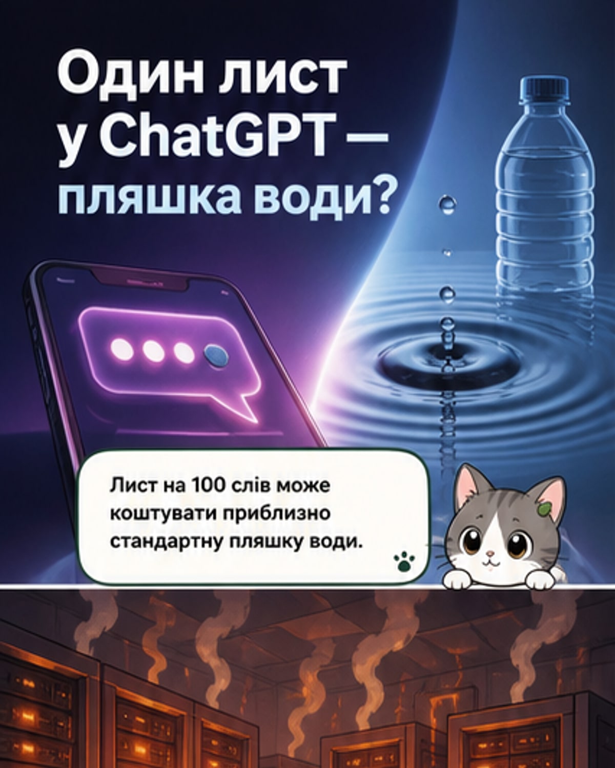 Один лист від ChatGPT = пляшка води