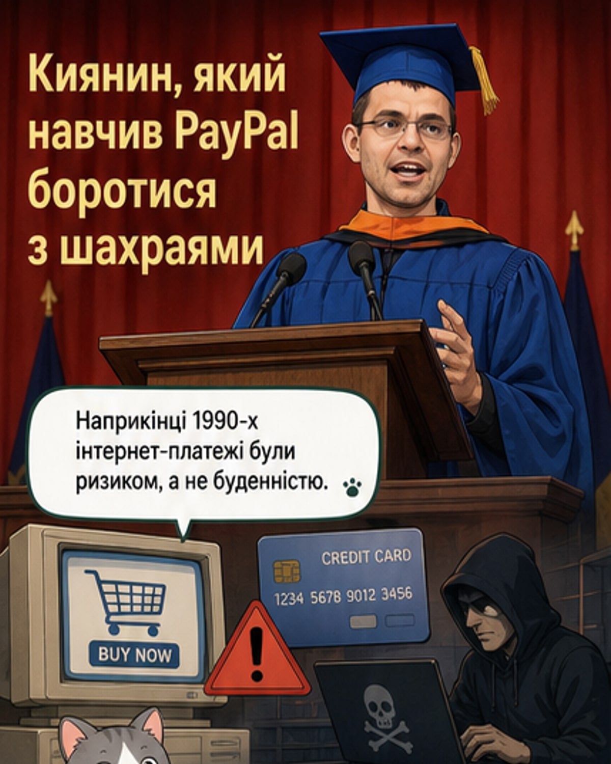 Макс Левчин на виступі перед випускниками Університету Іллінойсу — засновник PayPal та Affirm, український програміст, що змінив фінтех.