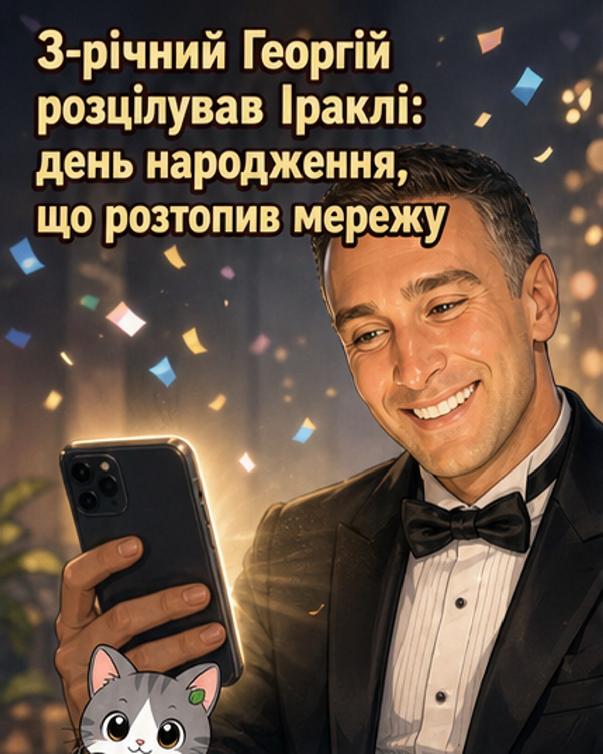 Як маленький Георгій розціловує тата