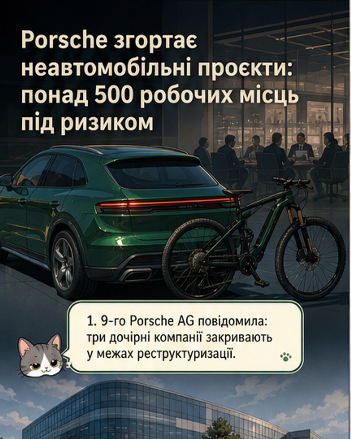Porsche закриває три дочірні компанії