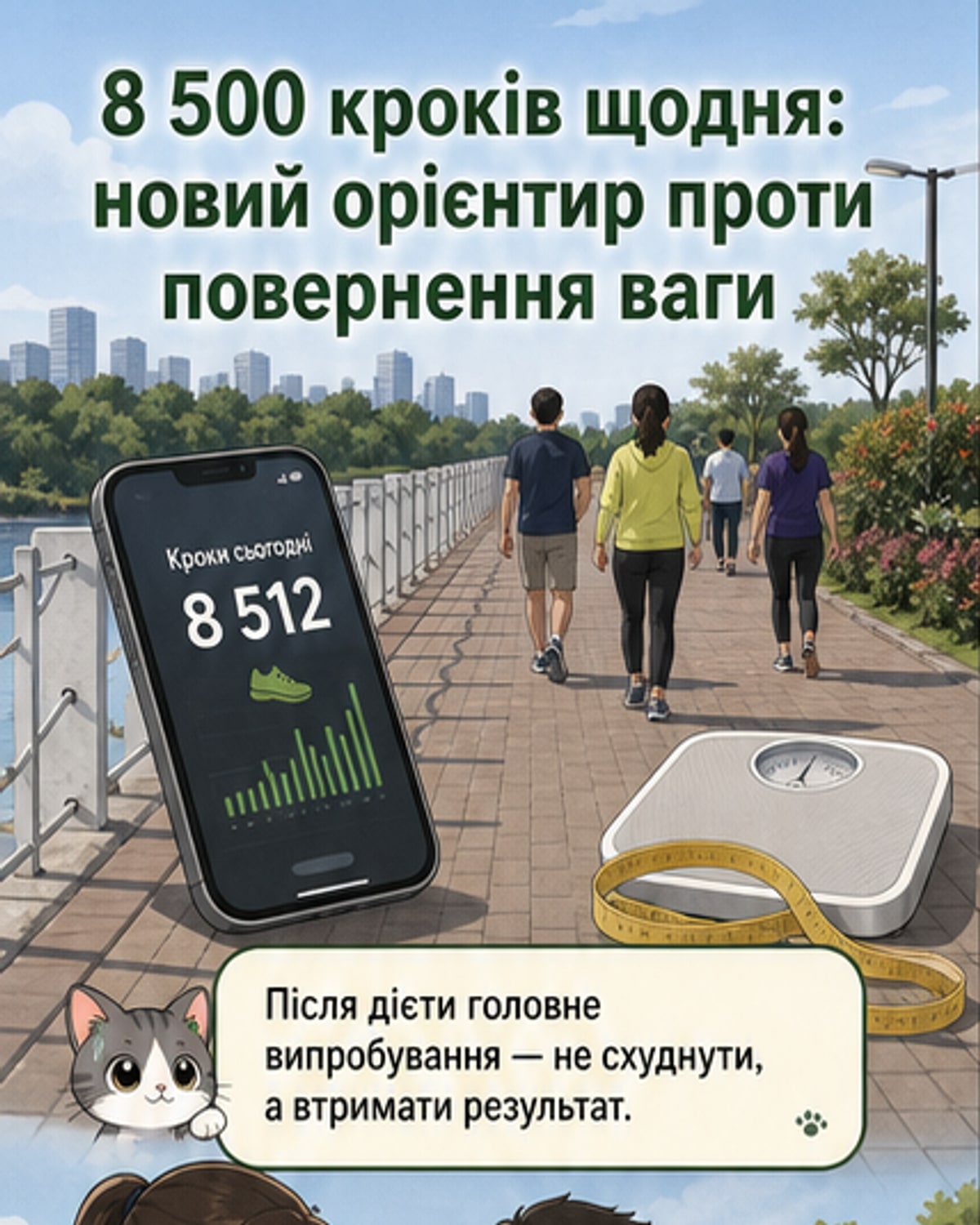 8 500 кроків на день — щоб не набирати вагу
