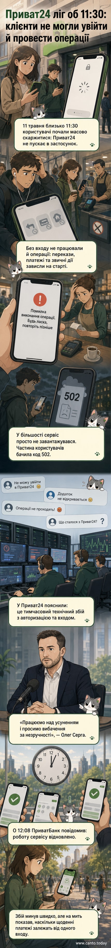 Екранний знімок помилки у додатку Приват24 з повідомленням «Помилка виконання операції. Будь-ласка, повторіть пізніше»