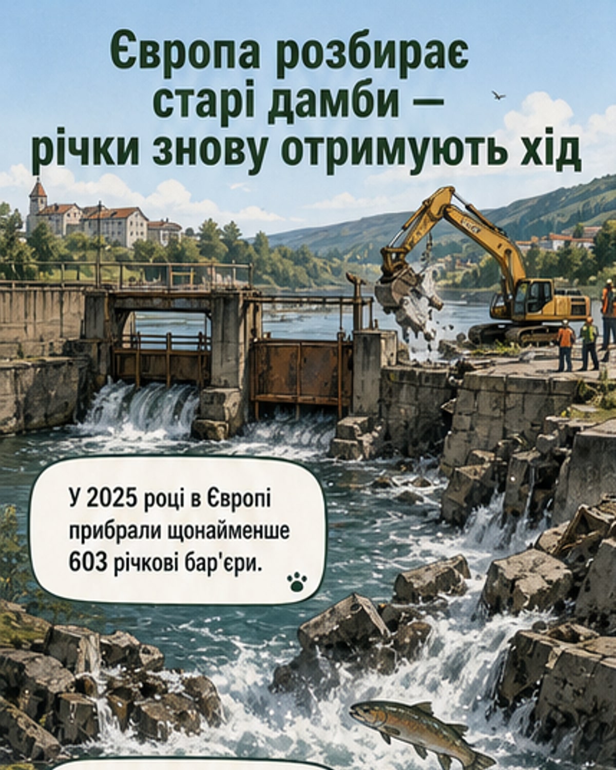 Європа знесла 600 дамб за рік