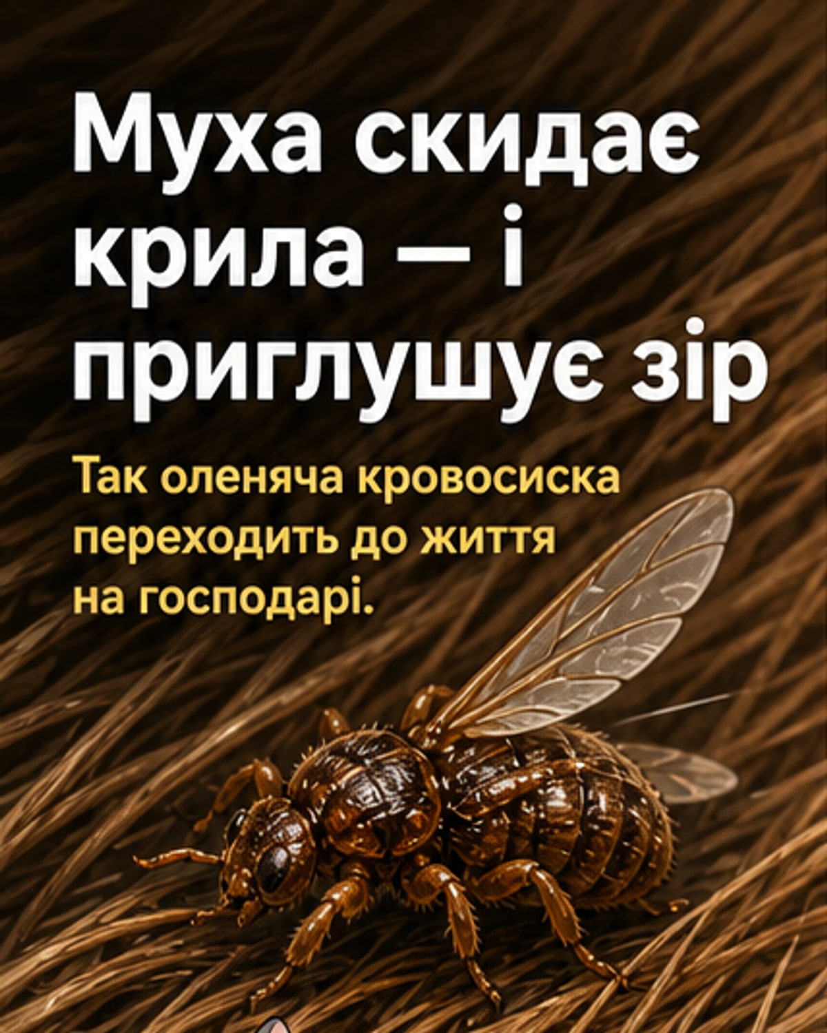 Муха жертвує зором після скидання крил