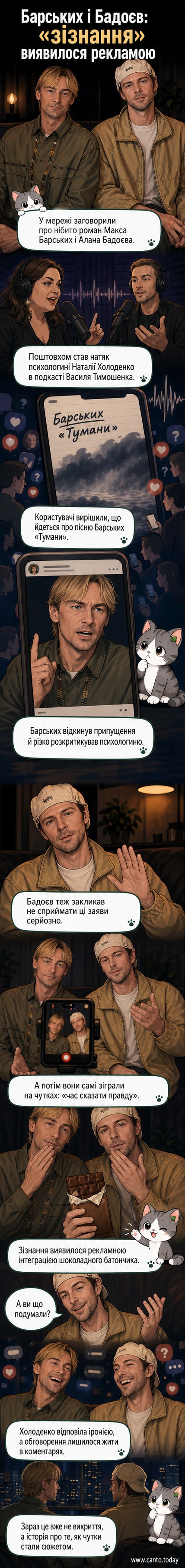 Макс Барських і Алан Бадоєв стоять разом, посміхаючись, з написом «Ідеальна пара» на екрані позаду — сцена з їхнього іронічного відео.