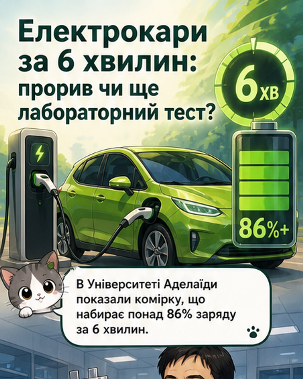 Зарядка електрокара за 6 хвилин